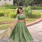 Lorenvalley Fashion Parrot Green Gold Crush with Sequins & Zari Embroidered Work Lehenga Choli with Dupatta - Swadesiicart