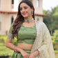 Lorenvalley Fashion Parrot Green Gold Crush with Sequins & Zari Embroidered Work Lehenga Choli with Dupatta - Swadesiicart
