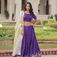 Lorenvalley Fashion Purple Gold Crush with Sequins & Zari Embroidered Work Lehenga Choli with Dupatta - Swadesiicart