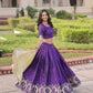 Lorenvalley Fashion Purple Gold Crush with Sequins & Zari Embroidered Work Lehenga Choli with Dupatta - Swadesiicart