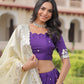 Lorenvalley Fashion Purple Gold Crush with Sequins & Zari Embroidered Work Lehenga Choli with Dupatta - Swadesiicart