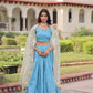 Lorenvalley Fashion Skyblue Gold Crush with Sequins & Zari Embroidered Work Lehenga Choli with Dupatta - Swadesiicart