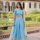 Lorenvalley Fashion Skyblue Gold Crush with Sequins & Zari Embroidered Work Lehenga Choli with Dupatta - Swadesiicart