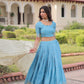 Lorenvalley Fashion Skyblue Gold Crush with Sequins & Zari Embroidered Work Lehenga Choli with Dupatta - Swadesiicart