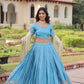 Lorenvalley Fashion Skyblue Gold Crush with Sequins & Zari Embroidered Work Lehenga Choli with Dupatta - Swadesiicart