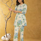 Yufta Cotton Blue Floral Print Co-Ord Set - Swadesiicart