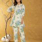 Yufta Cotton Blue Floral Print Co-Ord Set - Swadesiicart