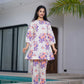 Yufta Peach Floral Print Top And Trouser Co Ord Set - Swadesiicart