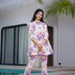 Yufta Peach Floral Print Top And Trouser Co Ord Set - Swadesiicart