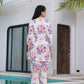 Yufta Peach Floral Print Top And Trouser Co Ord Set - Swadesiicart