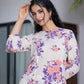 Yufta Peach Floral Print Top And Trouser Co Ord Set - Swadesiicart