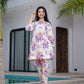 Yufta Peach Floral Print Top And Trouser Co Ord Set - Swadesiicart