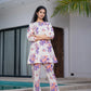 Yufta Peach Floral Print Top And Trouser Co Ord Set - Swadesiicart