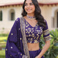 Lorenvalley Fashion Purple NC Vichitra Silk Sequins & Zari Embroidered Work Lehenga Choli with Dupatta - Swadesiicart