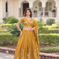 Lorenvalley Fashion Yellow NC Vichitra Silk Sequins & Zari Embroidered Work Lehenga Choli with Dupatta - Swadesiicart