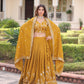 Lorenvalley Fashion Yellow NC Vichitra Silk Sequins & Zari Embroidered Work Lehenga Choli with Dupatta - Swadesiicart