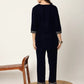 Yufta Navy Blue Velvet Embroidered Co-Ord Set - Swadesiicart