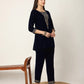 Yufta Navy Blue Velvet Embroidered Co-Ord Set - Swadesiicart