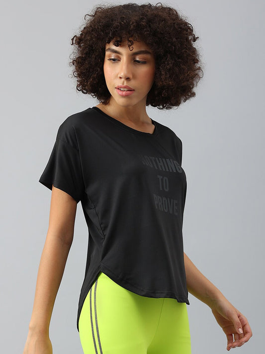 MKH Women Typography Printed Dri-FIT Sports T-shirt - Swadesiicart