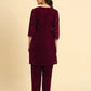 Yufta Magenta Velvet embroidered Co Ord Set With Cotton Lining - Swadesiicart