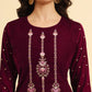 Yufta Magenta Velvet embroidered Co Ord Set With Cotton Lining - Swadesiicart