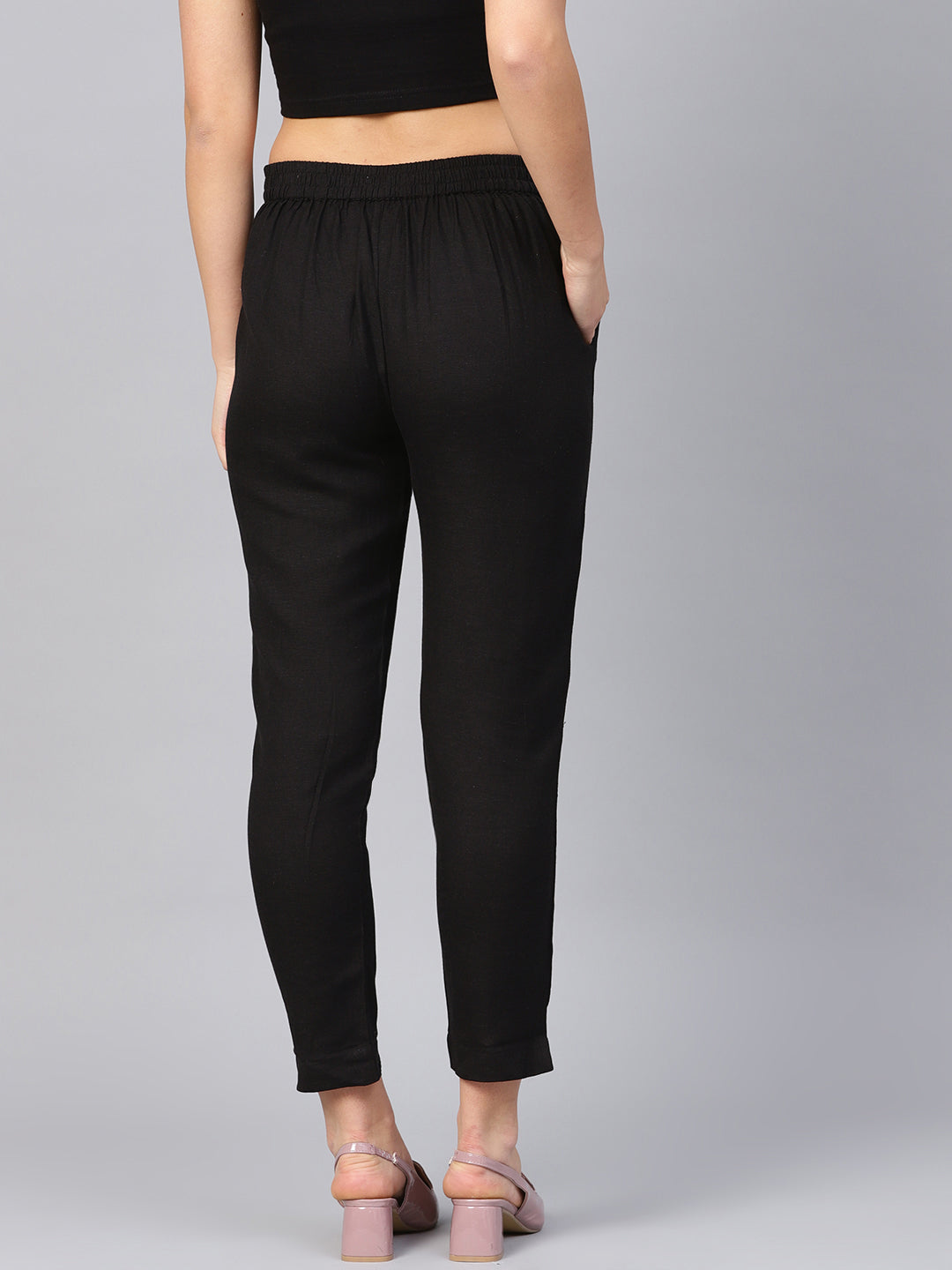 Juniper Women Black Rayon Flex Solid Slim Fit Pant/Slim Pant | Swadesiicart