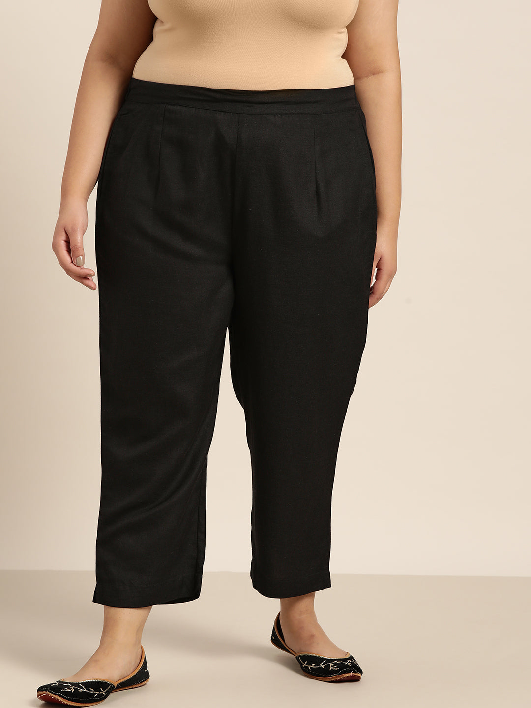 Juniper Women Black Rayon Flex Solid Slim Fit Pant/Slim Pant | Swadesiicart