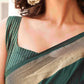 Tikhi Imli Green & Gold-Toned Polycotton Zari Ready to Wear Saree | Swadesiicart