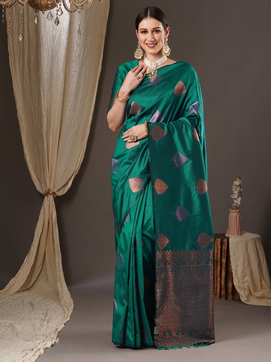 Anouk Ethnic Motifs Zari Banarasi Saree | Swadesiicart