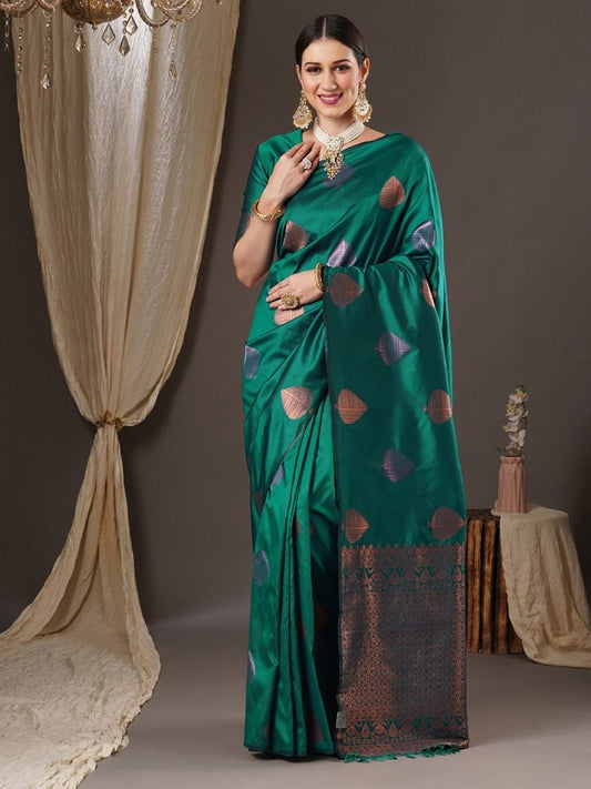 Anouk Ethnic Motifs Zari Banarasi Saree | Swadesiicart