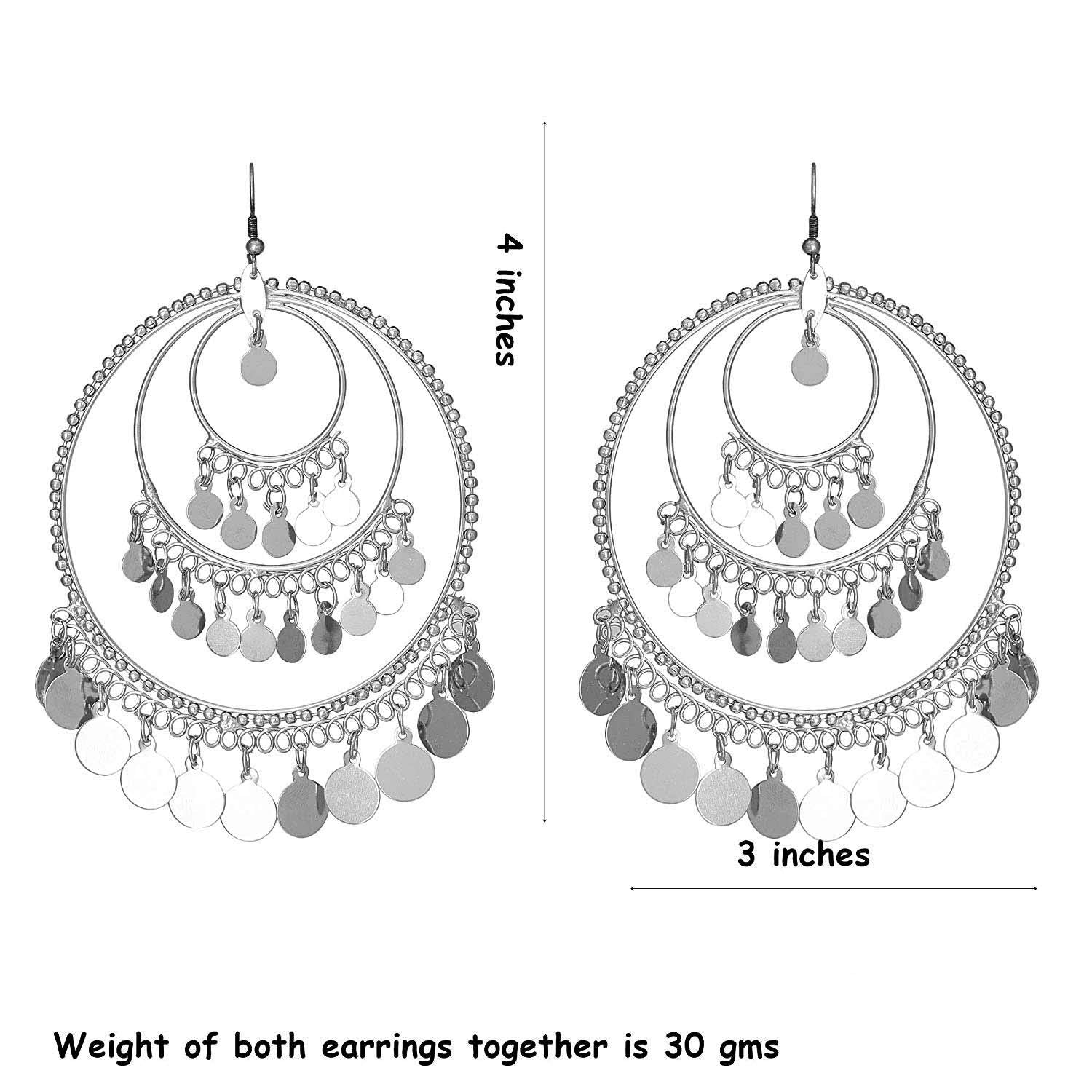 Silver-Plated Alloy Round Silver Earrings - The Pari | Swadesiicart