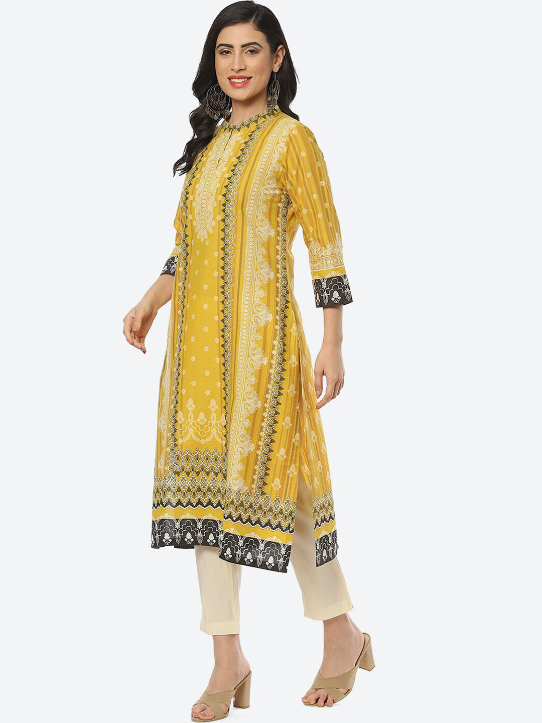 Biba Women Ethnic Motif Printed Cotton Kurta - Swadesiicart