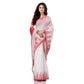 Desh Bidesh Women's Traditional Bengali Handloom Tant Pure Cotton Saree Khadi Temple Par Desigined With Blouse Piece | Swadesiicart