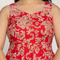 Yufta Cotton Red Anarkali Kurta Dupatta Set - Swadesiicart