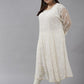ADA Women Beige Ethnic Motifs Plus Size Chikankari Georgette Anarkali Kurta | Swadesiicart