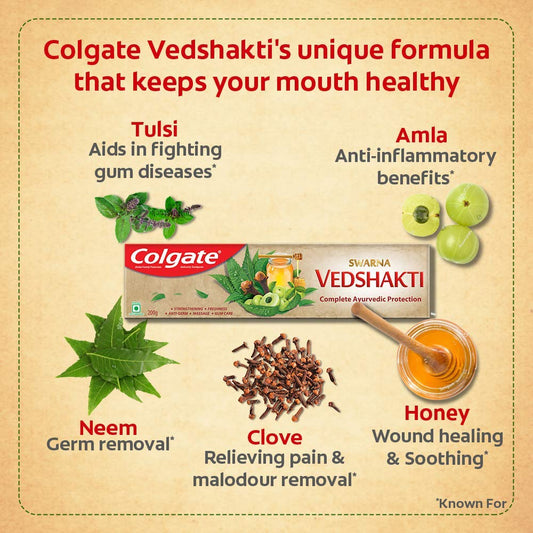 Colgate Swarna Vedshakti Toothpaste - Limited Time Offer - Swadesiicart