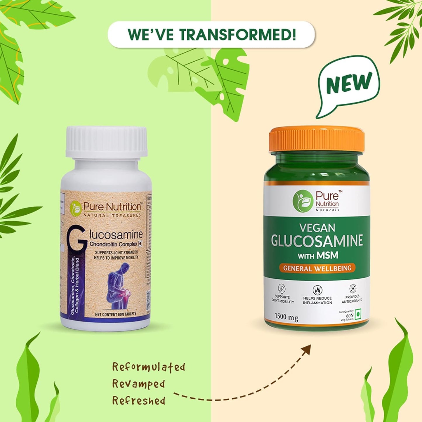 Pure Nutrition Vegan Glucosamine with MSM Veg Tablets - Swadesiicart