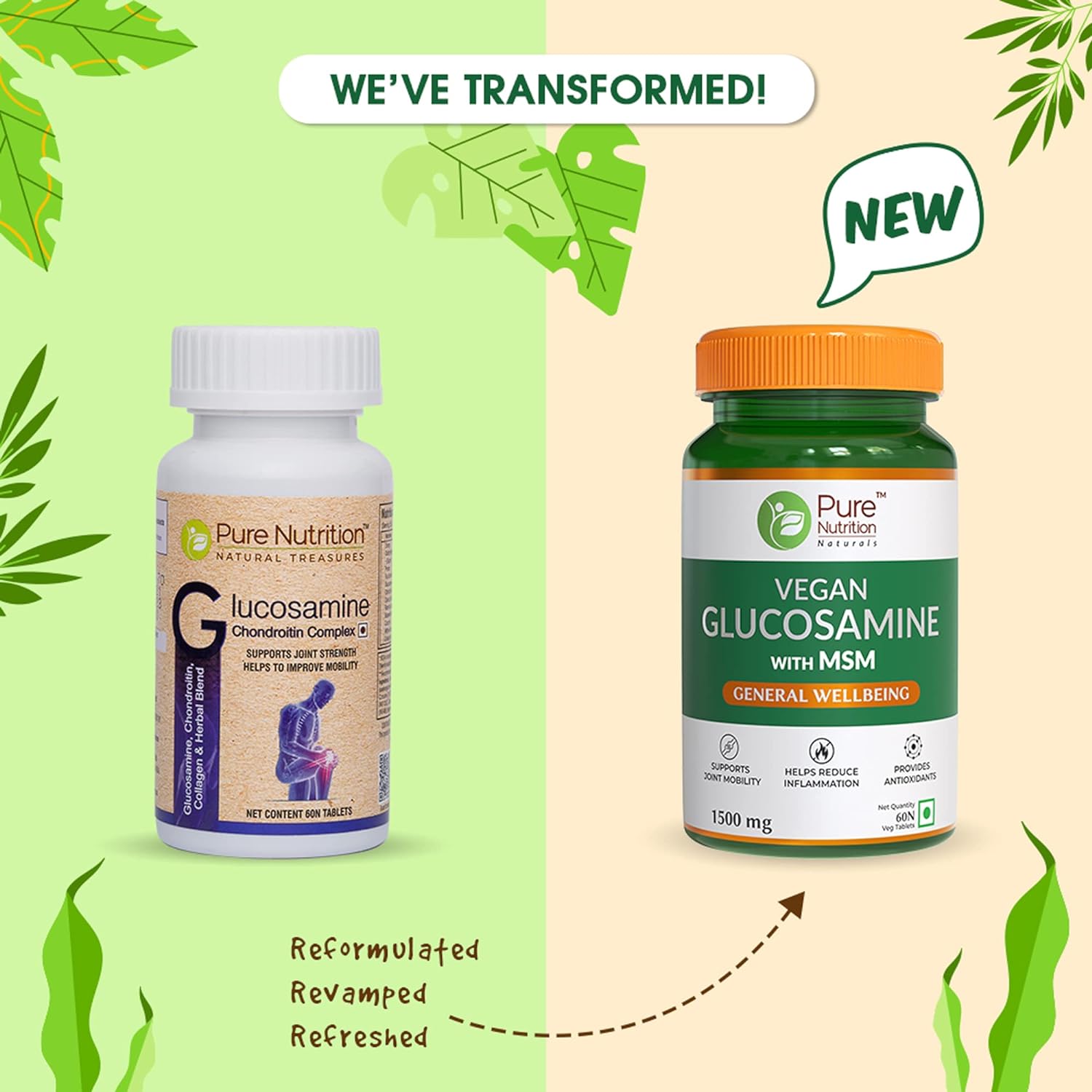 Pure Nutrition Vegan Glucosamine with MSM Veg Tablets - Swadesiicart