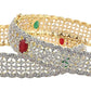 Gold-Polished Alloy American Diamond Broad Multi Bangle Set - The Pari - Swadesiicart