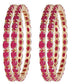 Gold-Polished Alloy Ruby Ad 4 Bangles Set - The Pari - The Pari - Dinesh Associates