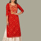 Indian Clothing Women's Red Printed Kurta with Sharara - NOZ2TOZ - Swadesiicart