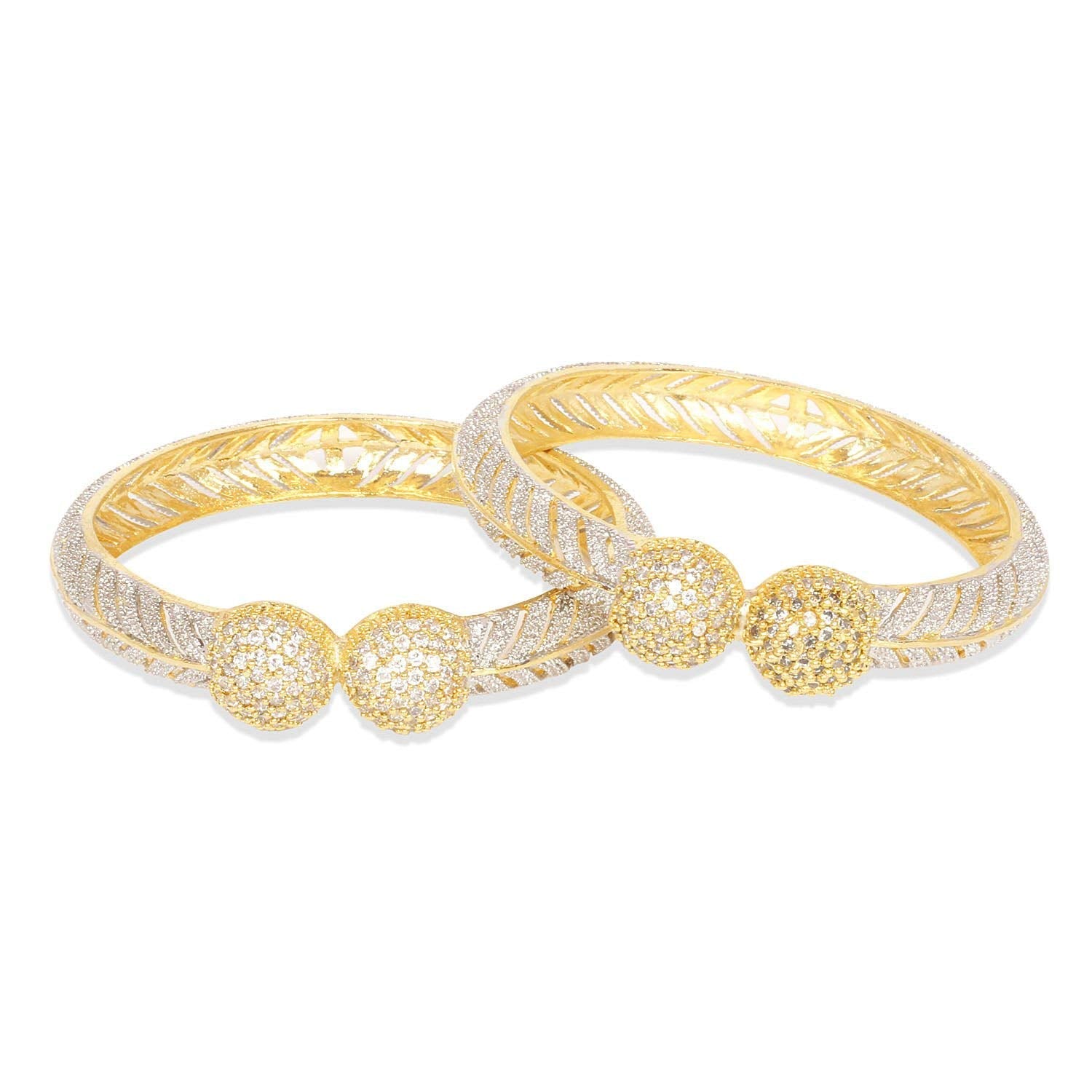 Gold-Polished Alloy Gold Silver American Diamond 4 Bangles - The Pari - The Pari - Dinesh Associates