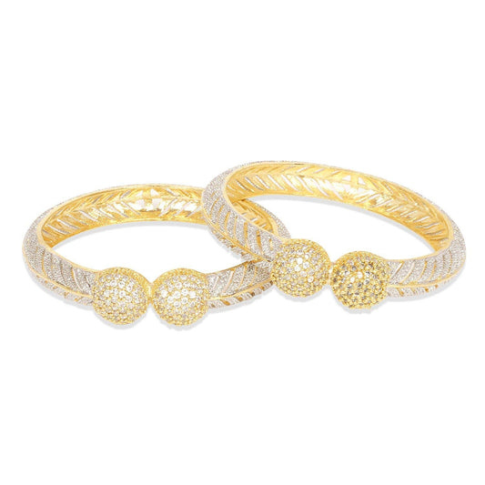 Gold-Polished Alloy Gold Silver American Diamond 4 Bangles - The Pari - The Pari - Dinesh Associates