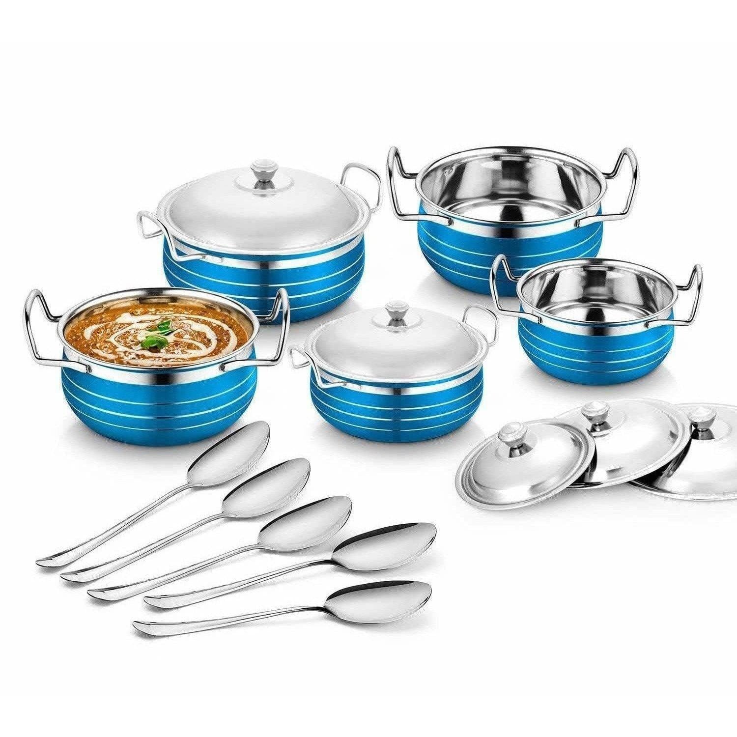 Stainless Steel Handi Copper Set (10-Pieces) - Swadesiicart