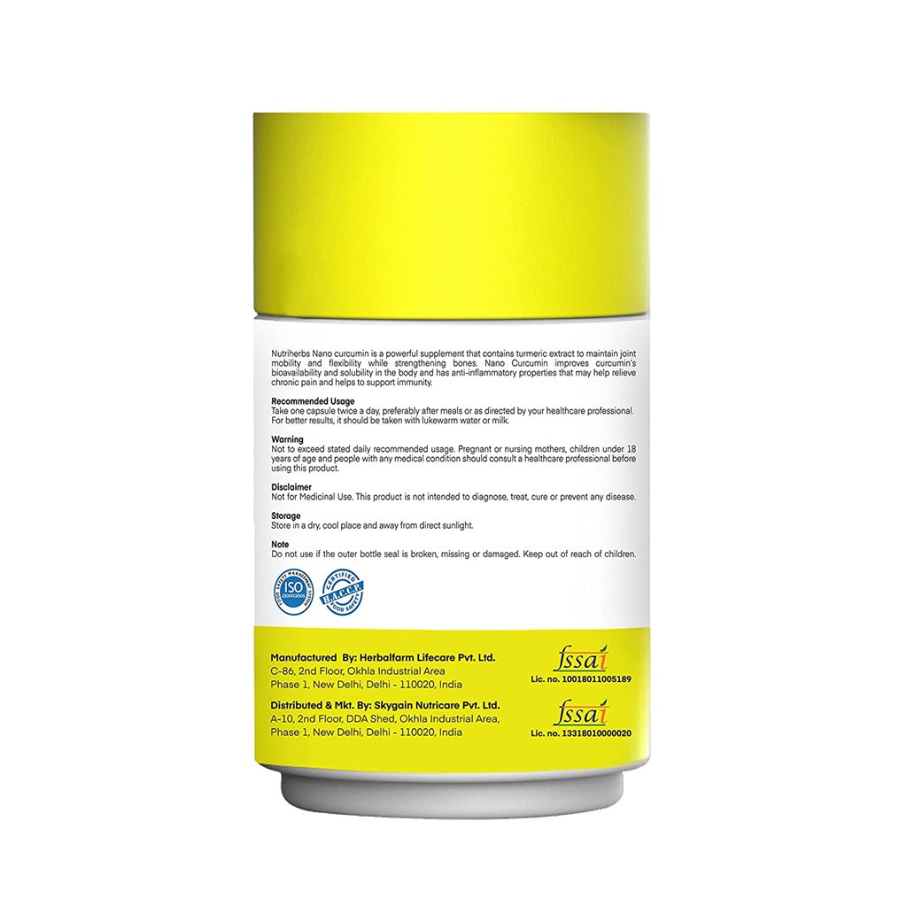 Nutriherbs Nano Curcumin Capsules - Swadesiicart