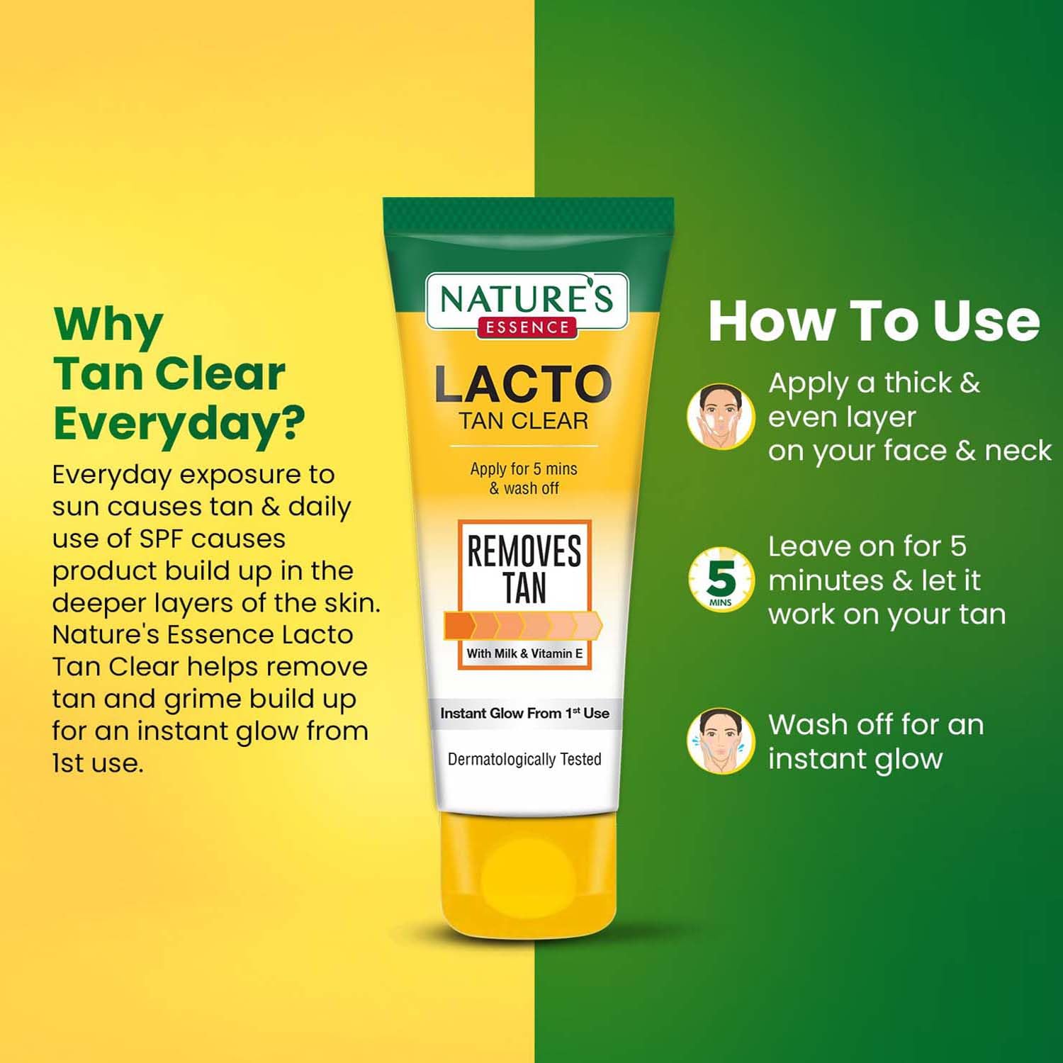 Nature's Essence Daily De-Tan Lacto Tan Clear - Swadesiicart