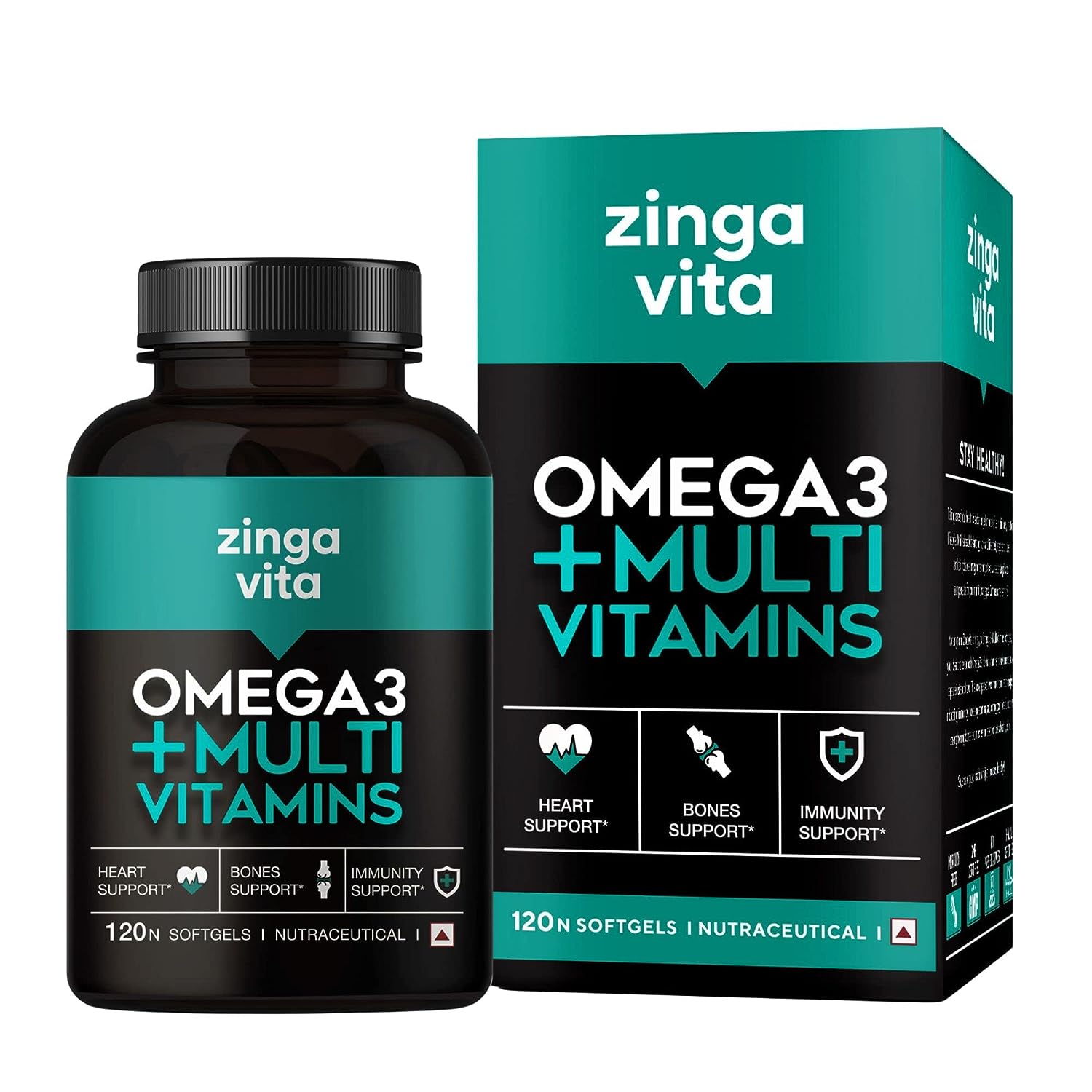 Zingavita Omega 3 + Multivitamins 1000mg Softgels for Men | Swadesiicart