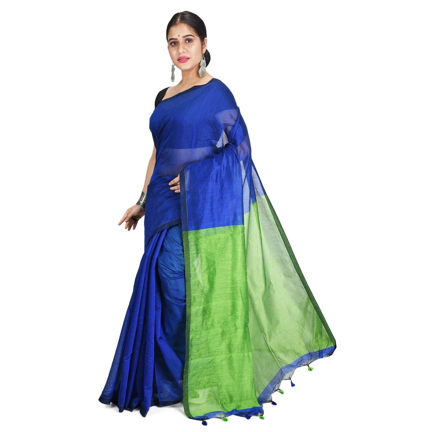 Desh Bidesh Women's Bengal Khadi Ghicha Handloom Cotton Silk Saree With Blouse Piece | Swadesiicart