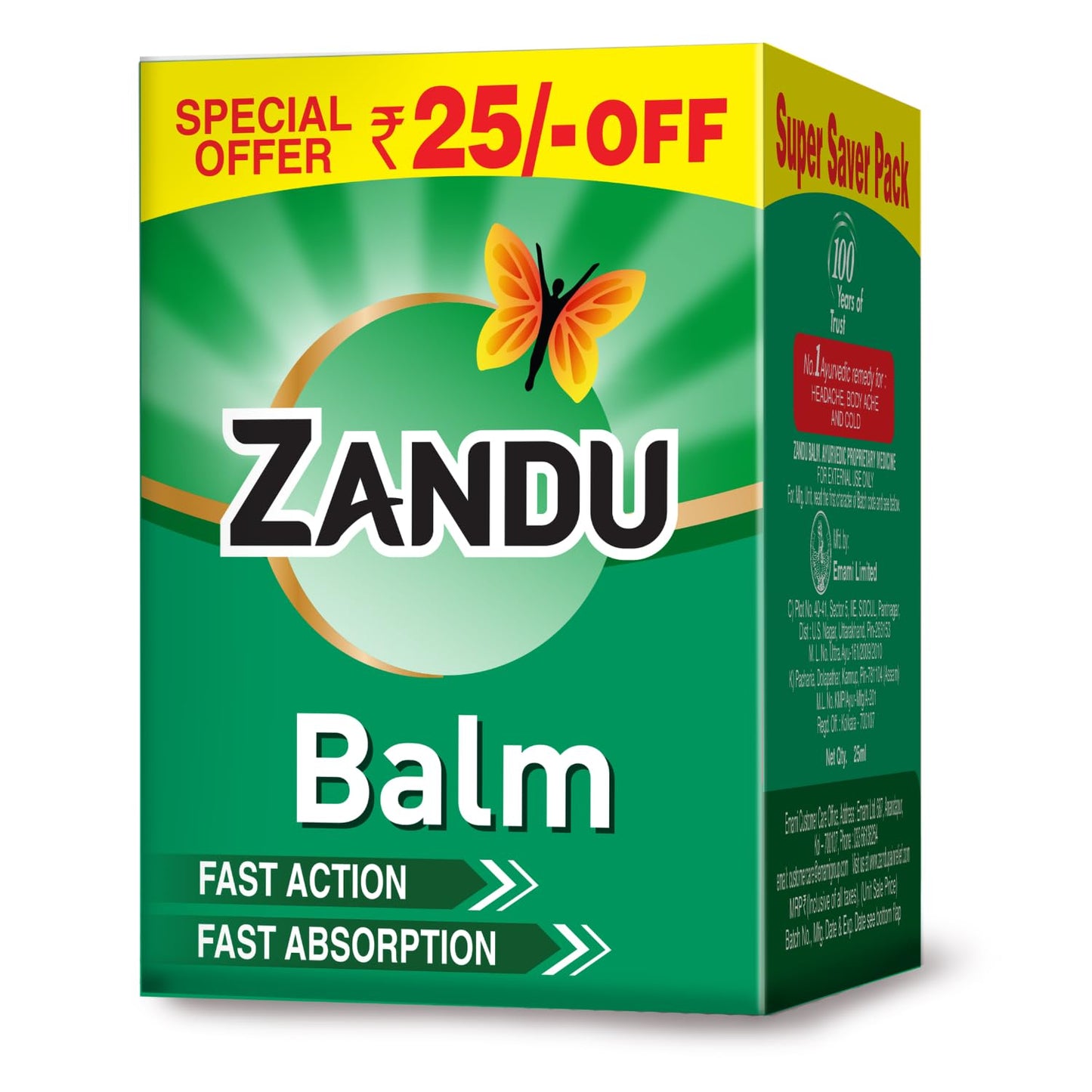 Zandu Balm | India's Iconic Ayurvedic Pain Relief Balm for Headache, Cold & Muscle Pain