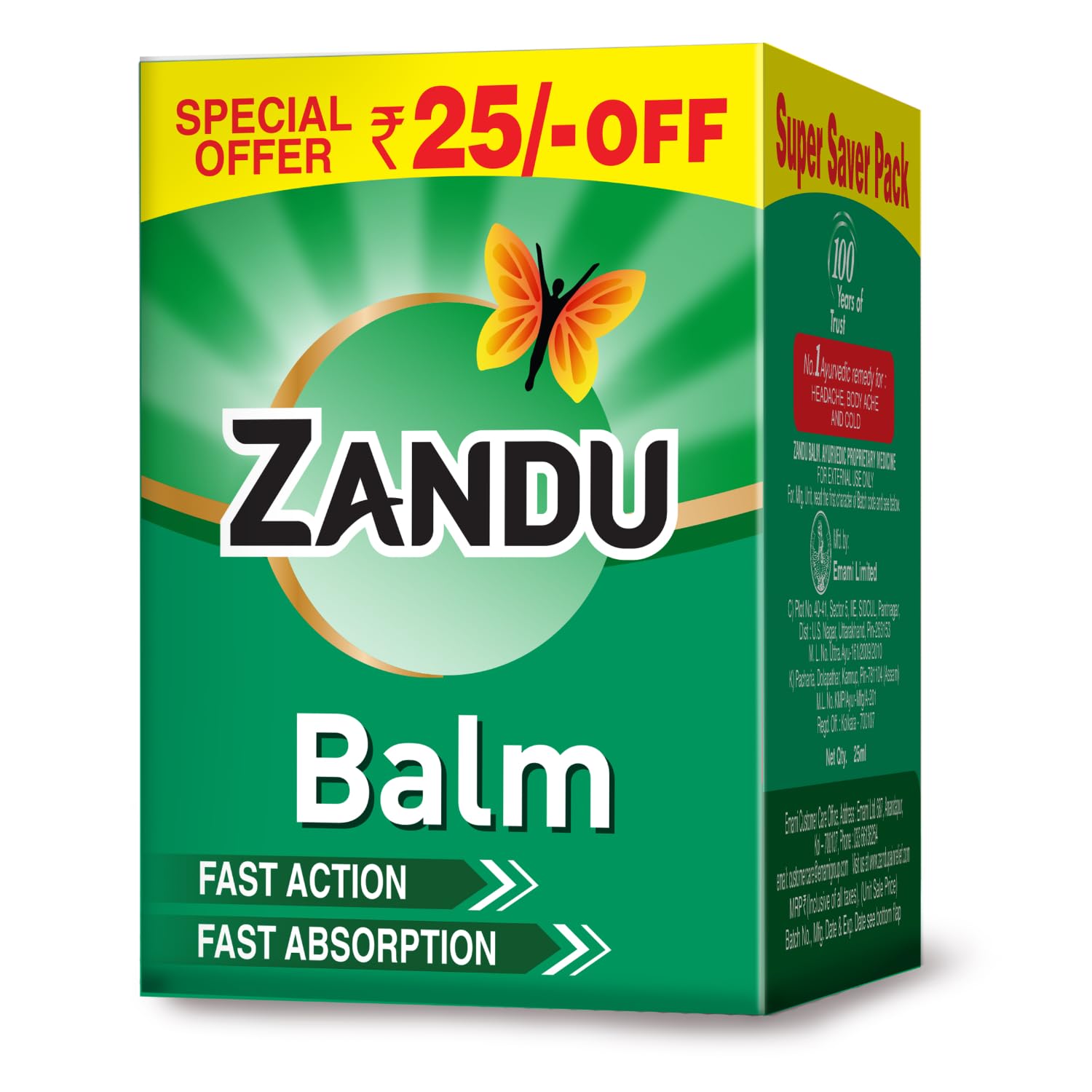 Zandu Balm | India's Iconic Ayurvedic Pain Relief Balm for Headache, Cold & Muscle Pain